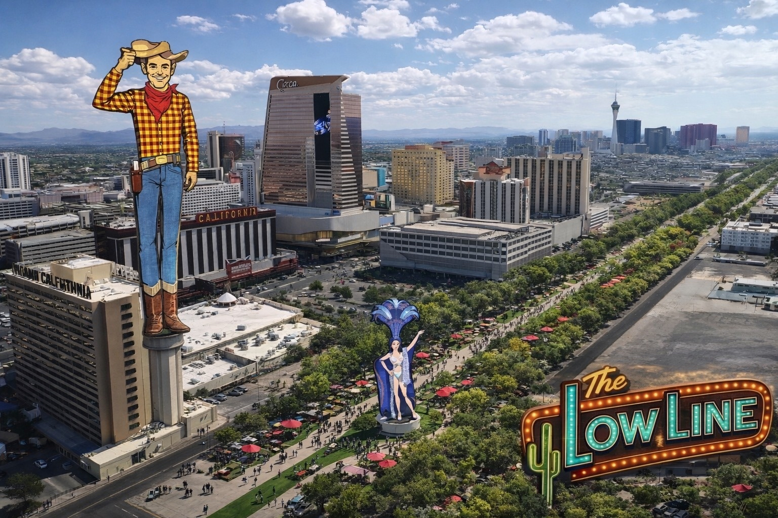 Wide Low Line concept rendering through Downtown Las Vegas